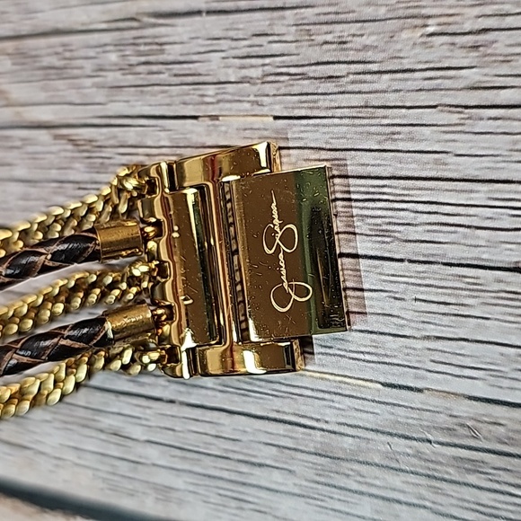 NWT JESSICA SIMPSON MULTI-CHAIN BRAIDED BAND GOLD TONE RECTANGLE WATCH - Picture 8 of 14